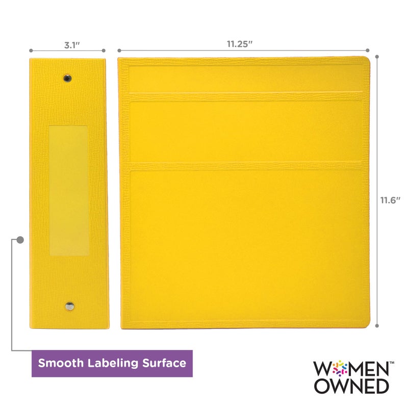 Carstens 3-Inch Heavy Duty 3-Ring Binder - Side Opening, Yellow, Durable Plastic, Precision No-Gap Rings, Waterproof Cover, No Pockets, Holds 400 US Letter Sheets, BPA-Free, Made in USA (1709-3R) - Image 3